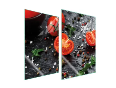 Immagine prodotto di Piastre copri fornelli 2 pezzi 35x52 Vetroceramica copri piano cottura vetro tagliere pomodoro legno