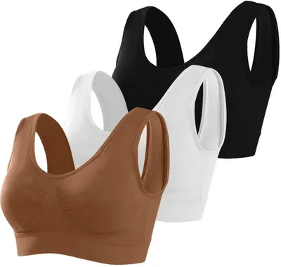 Produktbild von Drahtloser Sport-BH für Damen in großen Größen, gepolstert und nahtlos (3 Stück)