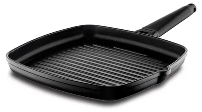 Grillpfanne 27 cm, antihaftbeschichtet, Aluminium, ofenfest