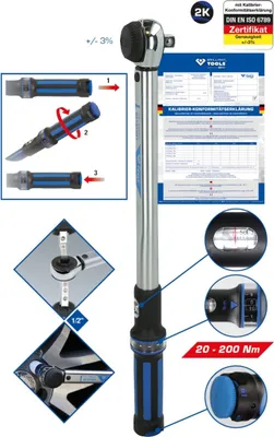 Obrázok produktu pre Momentový kľúč s otočnou račňovou hlavou, 20 - 200 Nm 1/2"