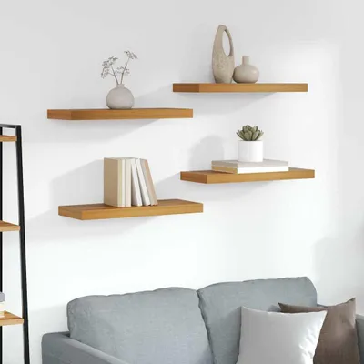 Immagine prodotto di Maison Exclusive - Set di 4 mensole da parete, colore marrone, dimensioni 60 x 23,5 x 3,8 cm, materiale: legno composito