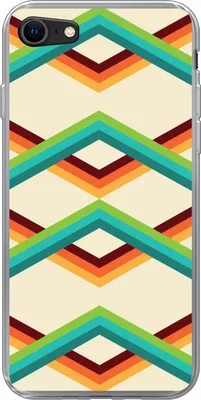 Produktbild von MuchoWow® Handyhülle Schutzhülle Hülle für Telefoonhoesje iPhone SE 2020 Retro - Streifen - Design - Siebziger Jahre Silikon Softcase Handy Hülle - Kartenbesitzer