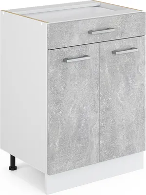 Produktbild von Vicco Küchenunterschrank R-Line, 60 cm mit Schublade, ohne Arbeitsplatte, Beton/Weiß