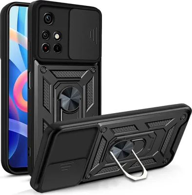 Image de Etui Redmi Note 11 avec anneau, support, protection de l'appareil photo, étui TPU, étui en silicone pour Xiaomi Redmi Note 11 / Note 11T noir