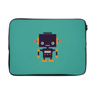 Produktbild von MuchoWow® Laptop Hülle 13 Zoll Roboter - Gesicht - Antenne - Blau - Jungen Laptoptasche - Laptophülle - Sleeve - Rundumschutz