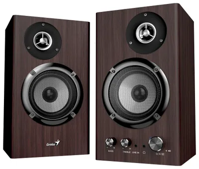 Produktbild von GENIUS Lautsprecher SP-HF1812BT Dunkelbraun/ 2.0/ 50W/ Bluetooth 5.3/ Holz/ dunkle Holzfarbe