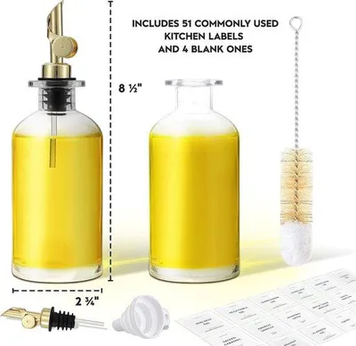 Produktbild von Famanu Set von 2 Glas-Ölspenderflaschen mit Ausgießer - 350 ml