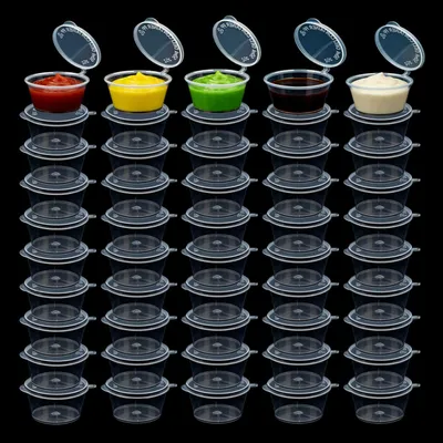 Image de Contenants en plastique avec couvercle, 50 pièces, 50 ml, pour sauces, pour la cuisine
