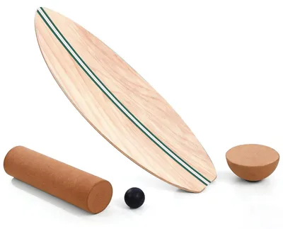 Immagine prodotto di Tavola di equilibrio in legno per adulti, con accessori per l'allenamento