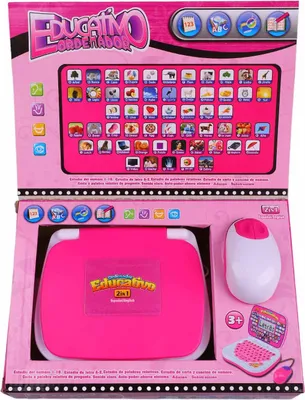 Produktbild von Lernmaschine für Kinder, Englisch, Spanisch, Musikfunktion, interaktiver Lern-Laptop für Kinder, Rosa