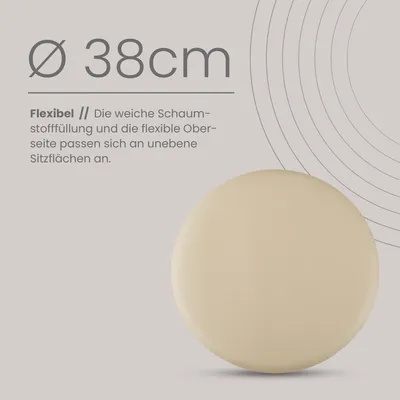 Image de Coussin de chaise ⌀ 38cm similicuir avec antidérapant Beige 1 pack