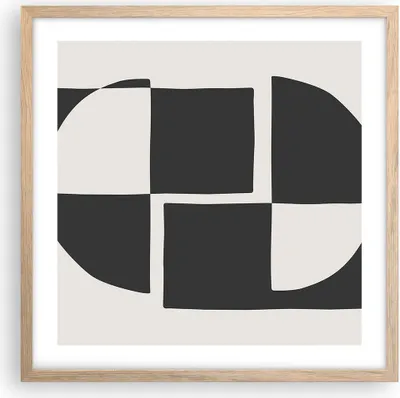 Produktbild von Gerahmtes Poster - Rahmen in heller Eiche - Abstraktion Kontrast Figuren - 50x50 cm - Wand Bild - Wanddeko - Wandbilder - Kunstposter - Wandposter - Bilderrahmen - Bilder - P2NAC50x50-4495