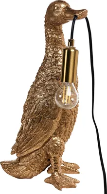Produktbild von BELIANI Tischlampe Gold Kunstharz 37 cm Hoch 1-Flammig Glühbirnen-Optik Tiermotiv Ente Langes Kabel mit Schalter Glam Nachttischlampe Leselampe