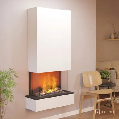 Produktbild von GLOW FIRE Elektrokamin 'Hölderlin Hoch'| Wasserdampf Kamin mit OMC 600 inkl. Holz in weiß als Wandkamin| HxBxT: 158x80x30 cm