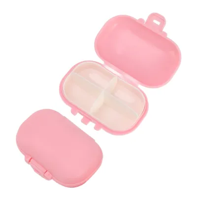 Zdjęcie produktu dla Etui na leki, organizer na leki podróżne, etui na leki, 4-komorowy organizer na leki, mini pojemnik na leki, organizer na leki