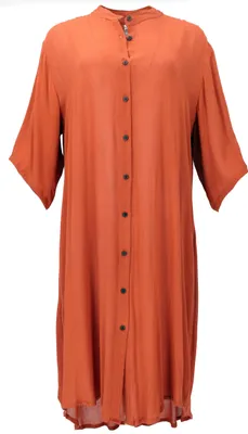 Produktbild von Boho Hemdkleid, Lange Viscose Crepe Tunika - Rostorange, Damen, Baumwolle, Größe: L