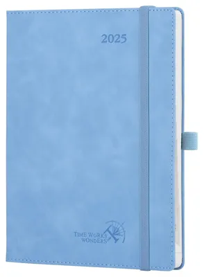 Produktbild von Kalender 2025 Buchkalender Softcover Kunstleder A5 (22 x 16,5 cm) Terminplaner Wochenplaner Notizbuch Cyanblau