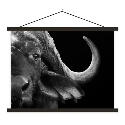 Produktbild von MuchoWow® Textilposter Büffel - Tiere - Schwarz - Weiß 60x45 cm mit schwarzem Rahmen - Poster Schlafzimmer