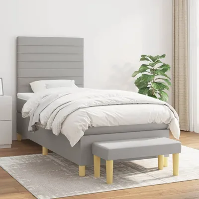 Produktbild von The Living Store Boxspringbett mit Matratze Hellgrau 80x200 cm Stoff