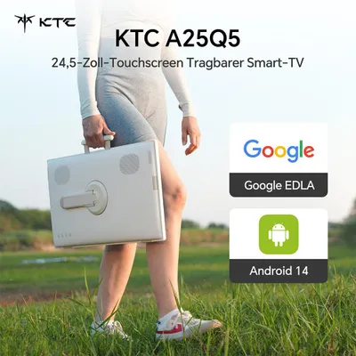 Produktbild von KTC A25Q5 Portable Smart TV 24,5 Zoll FHD, Android 14, Google EDLA, Touchscreen, 5000mAh Akku, 8GB RAM, 128GB Speicher