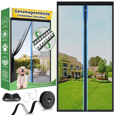 Produktbild von Fliegengitter Balkontür Magnet 120x240 cm Schwarz Fiberglas Insektenschutz ohne Bohren