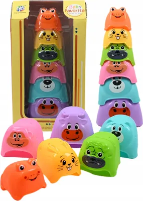 Produktbild von Stapelbecher Pyramide Bunt 24cm Hoch Lernspielzeug Badewannenspielzeug Motorik Turm Baby