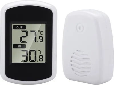 Produktbild von Wireless Digital Thermometer Innen & Außen, LCD Anzeige, Umgebungstemperatur Messgerät, 100m Reichweite, kompakt & batteriebetrieben