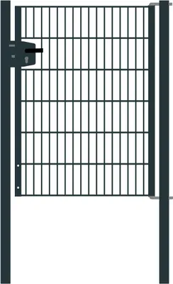Produktbild von Drahtgittertor 1-flügelig, Durchgangslichte: 95 cm, Gesamtbreite inkl. Pfosten: 107 cm - Ausführung: anthrazit beschichtet, Höhe: 123 cm