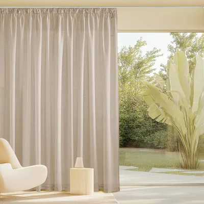 Immagine prodotto di Tenda semitrasparente in lino, color taupe, altezza 245 cm, larghezza 300 cm