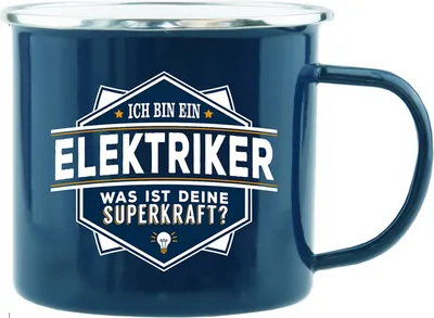 Produktbild von Echter Kerl Emaille Becher Elektriker