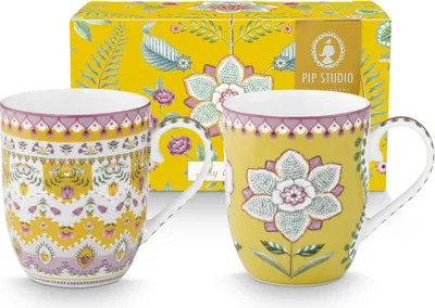 Produktbild von PIP STUDIO Lily&Lotus Yellow Henkelbecher Small 0,2l Set2