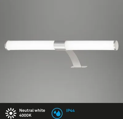 Immagine prodotto di BRILONER - Lampada LED a specchio per bagno, lampada a specchio 2 in 1, lampada da mobile, lampada da parete, IP44, colore della luce bianco neutro, 6W, cromo opaco, 40 cm.