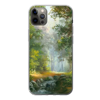 Produktbild von MuchoWow® Handyhülle Schutzhülle Hülle für iPhone 12 Pro Max Wald - Ölgemälde - Sommer Silikon Softcase Handy Hülle - Hartschale
