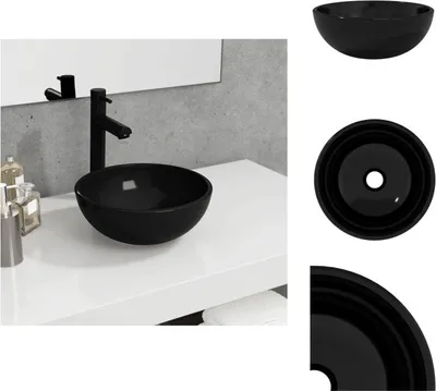 Produktbild von vidaXL Waschbecken Hartglas 30x12 cm Schwarz -  Badezimmer-Waschbecken