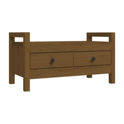 Image de Banc d'entrée Marron miel 80x40x43 cm Bois de pin massif