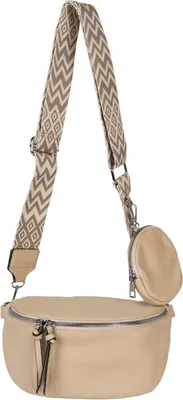 Produktbild von styleBREAKER Damen Halbmond Crossbody Schultertaschen Set 2-Teilig, Schultergurt mit Zick-Zack Rauten Muster 02012396