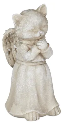 Gedenkstein Katze – wetterfest, Engelform, 18 cm, creme