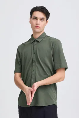 Produktbild von Casual Friday CFFOLKE piquet Herren Kurzarmhemd Hemd Herrenhemd Baumwollmischung slim fit