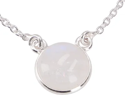 Produktbild von Feine Silberkette mit Rundem Mondstein, Silber-Farben, SterlingSilber, Silberketten