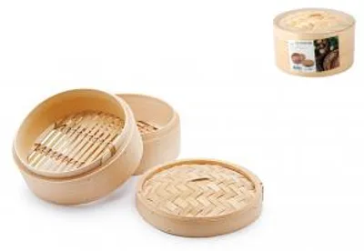 Immagine prodotto di H&H Cestello Orientale In Bambù Da 3 Pezzi Cottura A Vapore Cm23