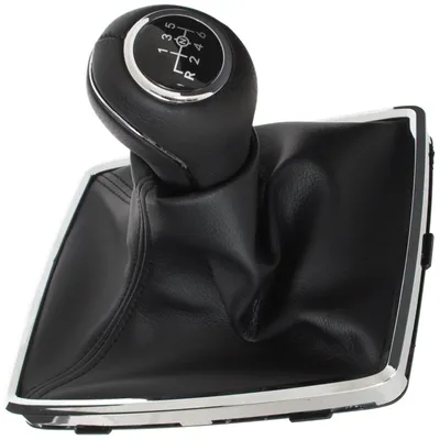 Produktbild von Mercedes W204 C-Klasse 07-14 Schwarzer Schaltknauf + schwarze Schaltmanschette mit Chromrahmen, 6-Gang-Schaltung