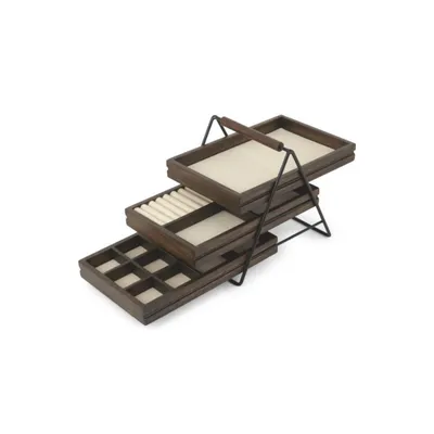 Produktbild von Umbra Terrace Schmucktablett, Schmuck Tablett, Schmuckaufbewahrung, Aufbewahrung, Holz, Schwarz / Walnuß, 25 cm, 1004037-048