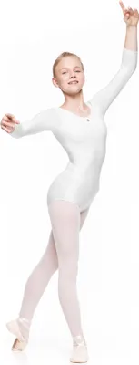 Imagen del producto de KLARA: Body de ballet blanco para bailar, juvenil. Body de ballet blanco para baile y gimnasia, talla 146/152