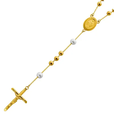 Produktbild von Rosenkranz Kreuz Gold 333 8K Süßwasserperlen Maria Magdalena 47