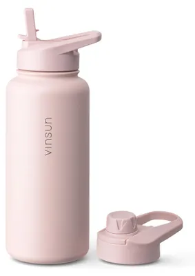 Produktbild von Trinkflasche Edelstahl 1L Thermoflasche Sport Gym Flasche isoliert robust Vinsun, KI-generiertes Bild