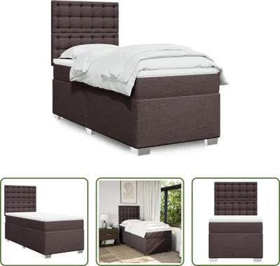 Produktbild von The Living Store Boxspringbett mit Matratze Dunkelbraun 90x200 cm Stoff