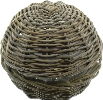 Produktbild von VAN DER LEEDEN Hängeampel Rattan Grau mit Metallaufhänger Ø 38 cm