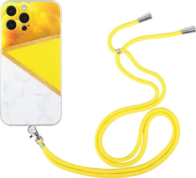 Produktbild von König Design Hülle kompatibel mit Apple iPhone 13 Pro Max Kunststoff Handykette Cover - Case Handyhülle Gelb