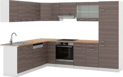 Produktbild von Eckküche Vicco R-Line Edelgrau/Weiß 287 x 60 cm , AP Eiche, Model 42603