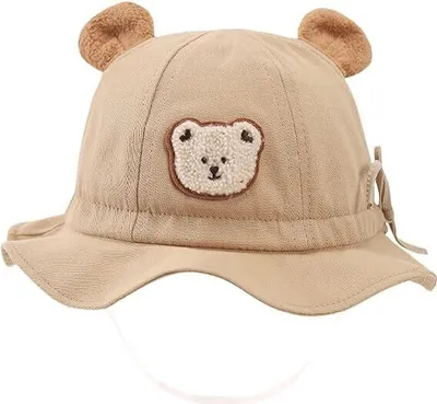 Produktbild von Niedlicher Bärengestickter Baby-Sonnenhut mit verstellbarem Riemen für Jungen und Mädchen, Säuglings-Sommer-Sonnenhut